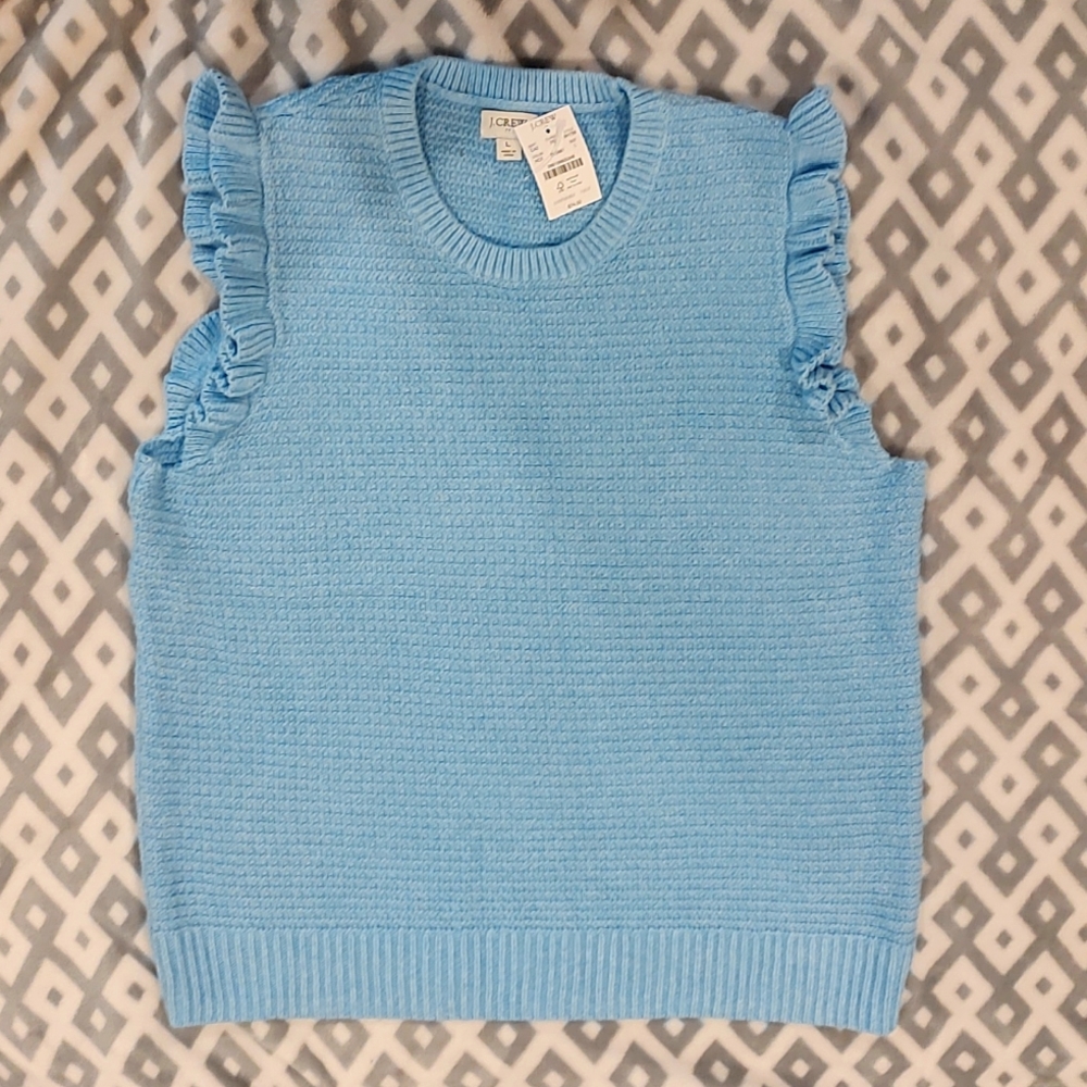 J. Crew Sleeveless Ruffle Shoulder Sweater